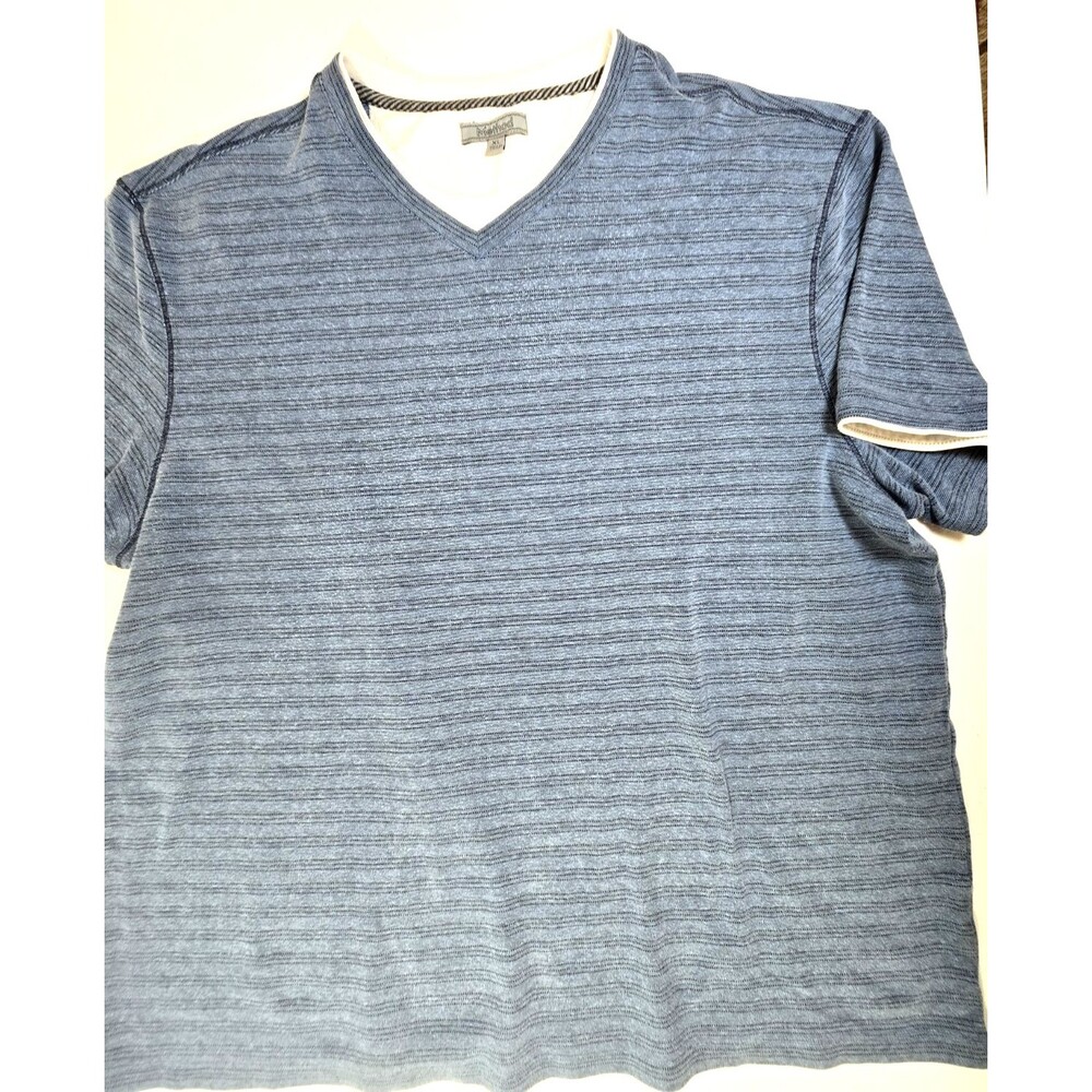 Method Shirt Mens X-Large Tee Blue Striped With Faux White Layer
